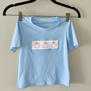 Boys Pumpkin Appliqué Short Sleeve Shirt